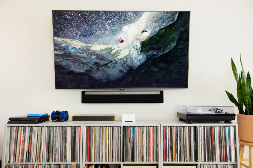 TV and Soundbar mounted on the wall
